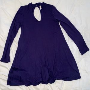navy blue lightweight long sleeve dress.